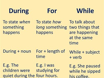 Differences between while/during/for